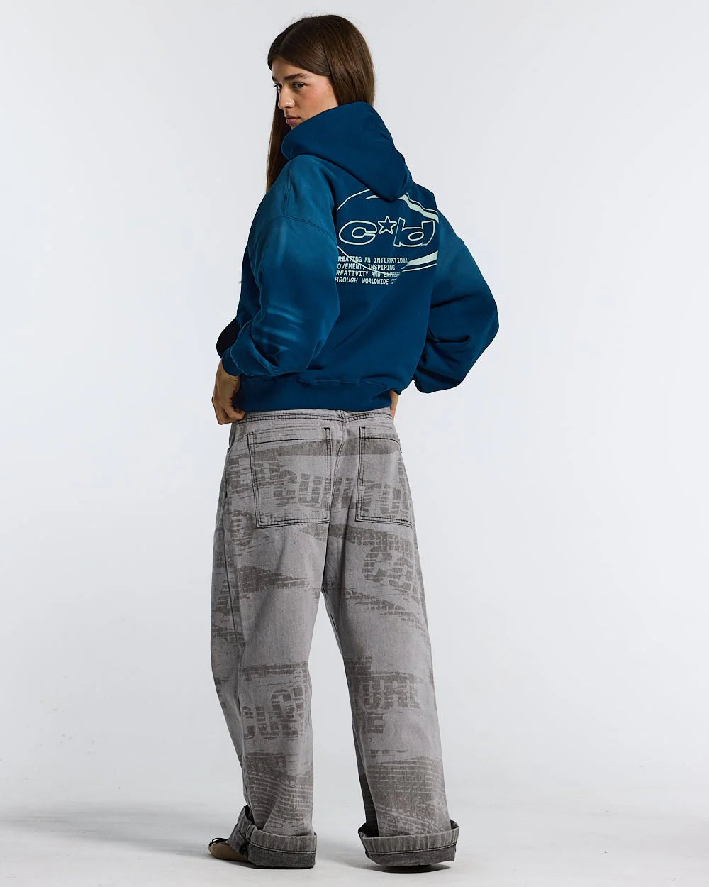 BASTION HOODIE FAKE DENIM BLUE