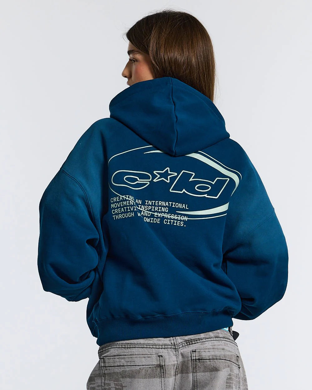 BASTION HOODIE FAKE DENIM BLUE