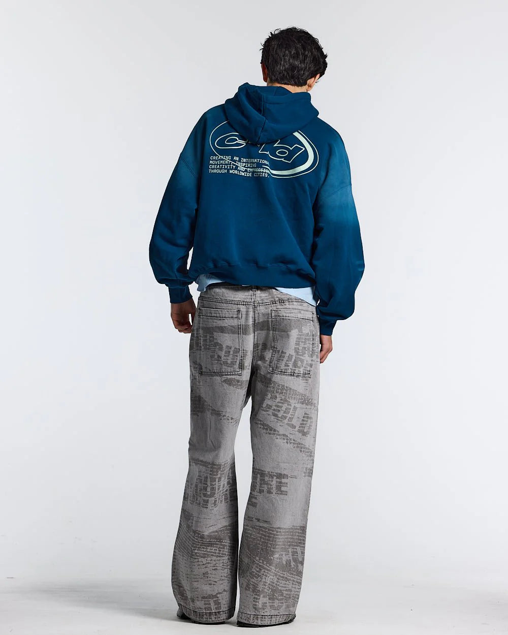BASTION HOODIE FAKE DENIM BLUE
