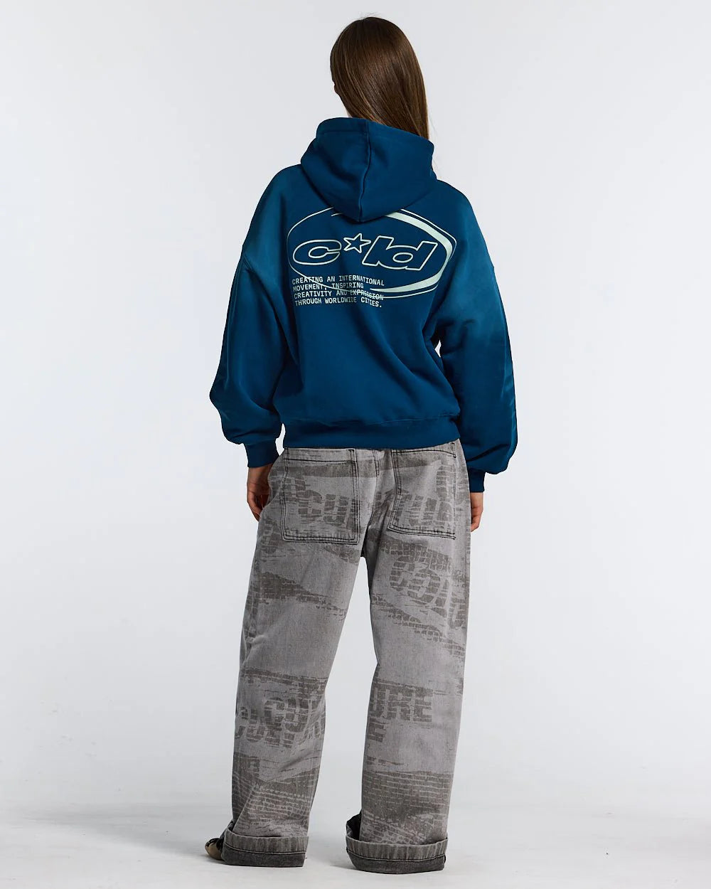 BASTION HOODIE FAKE DENIM BLUE