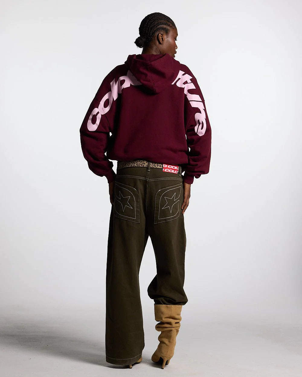 CURVED HOODIE WINE RED