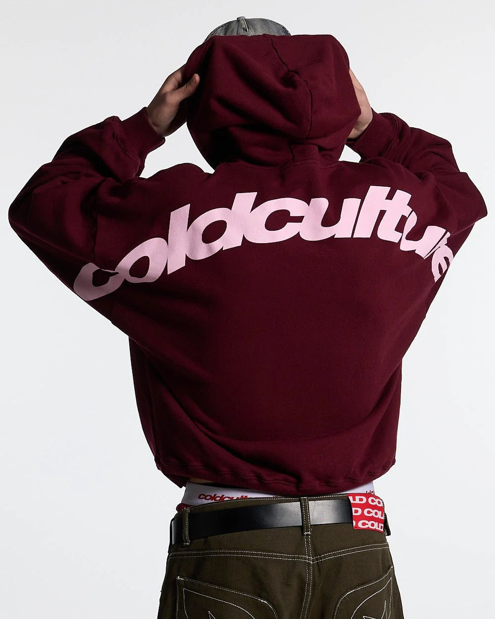 CURVED HOODIE WINE RED