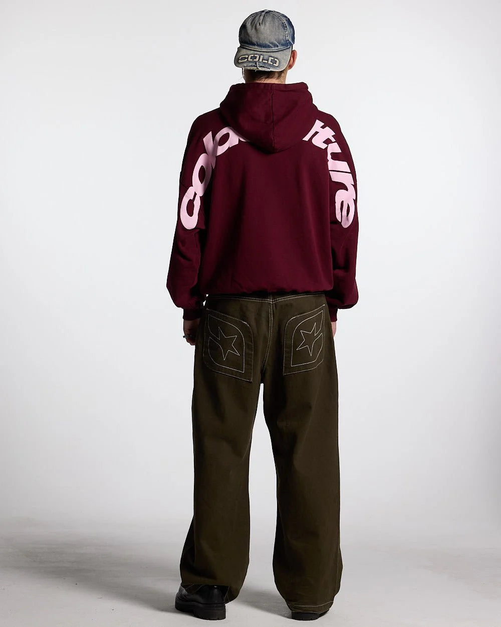 CURVED HOODIE WINE RED
