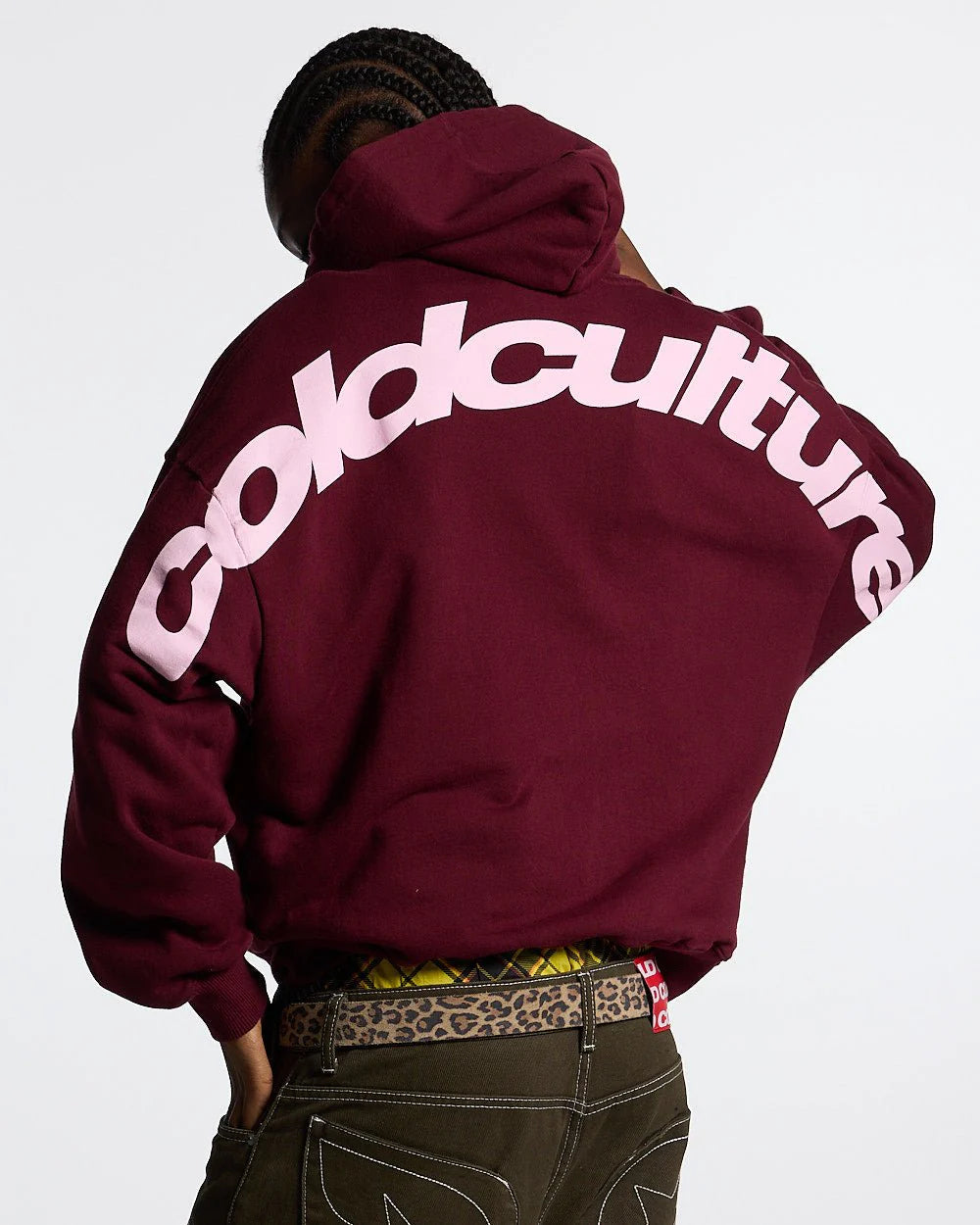 CURVED HOODIE WINE RED