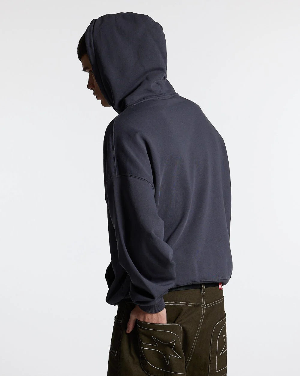 VINTAGE WASH FRAYED FLEECE HOODIE